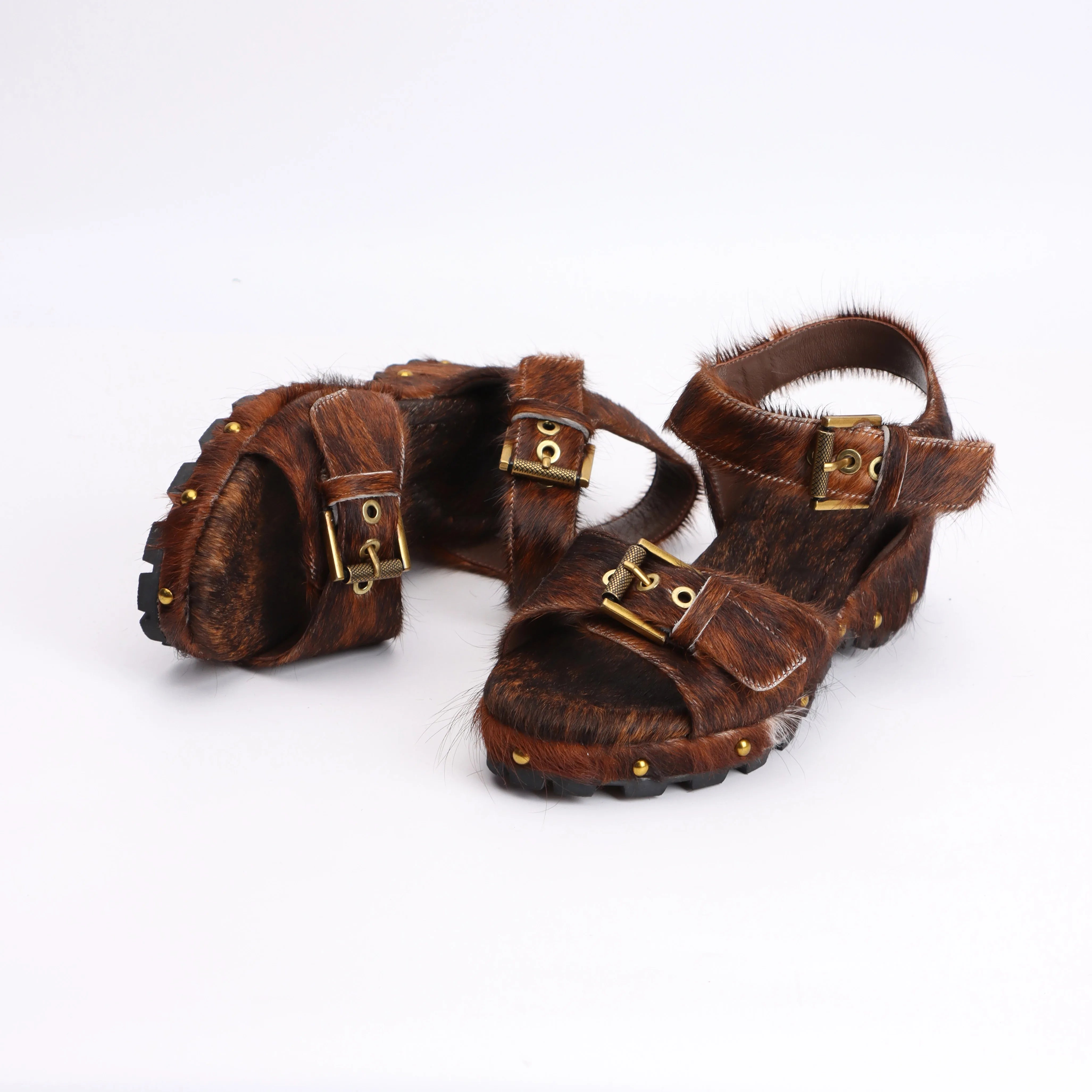 Luxury Horsehair Rubber Sole Platform Flat Sandals for Woman – Designer Shoes Sandals Woman Summer Sandalias de Mujer