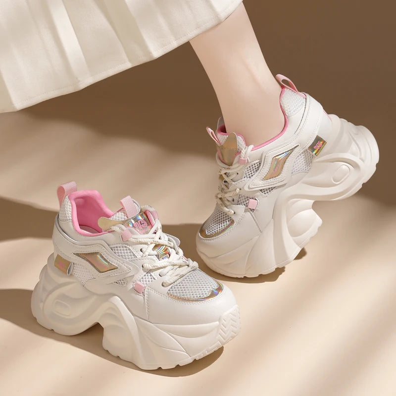 Autuspin Women Summer Vulcanized Shoes Platform Fashion Sneakers Female Street Style Chunky Wedges Ladies Leisure Footwear Woman