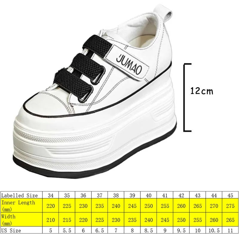 Koznoy 12cm Genuine Leather Motorcycle Fashion Spring Moccasins Autumn Lace Up  Ankle Booties Platform Wedge Women Sneaker Shoes