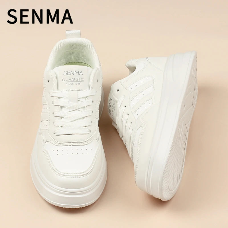 SENMA Unisex Casual Sneakers Skate Shoes Men's / Women's Sneakers Student Thick-soled Sports Casual Shoes Men White Sneakers