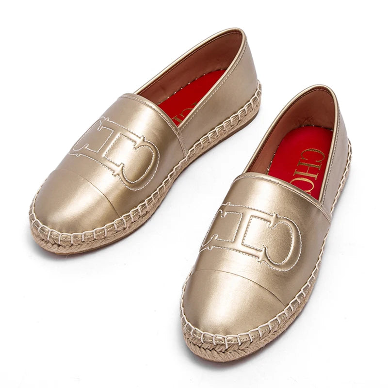 New Loafers Casual Shoes PU Fisherman Shoes Flat Grass Weave Shoes