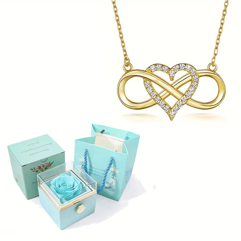 Eternal Love Necklace With 360° Flip Rose Gift Box For Women GFirlfriend Mom WIfe Christmas Romantic Gifts 2023 Hot Jewelry