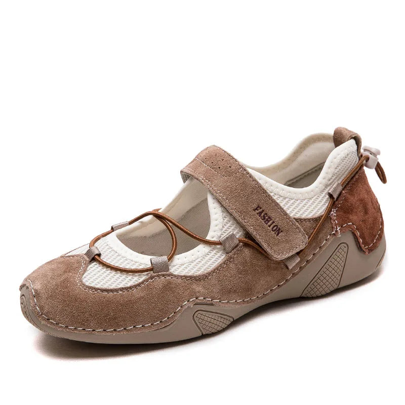 DRKANOL 2025 Fashion Mixed Colors Summer Air Mesh Shoes Women Breathable Shallow Hook And Loop Casual Single Flat Shoes H65711J