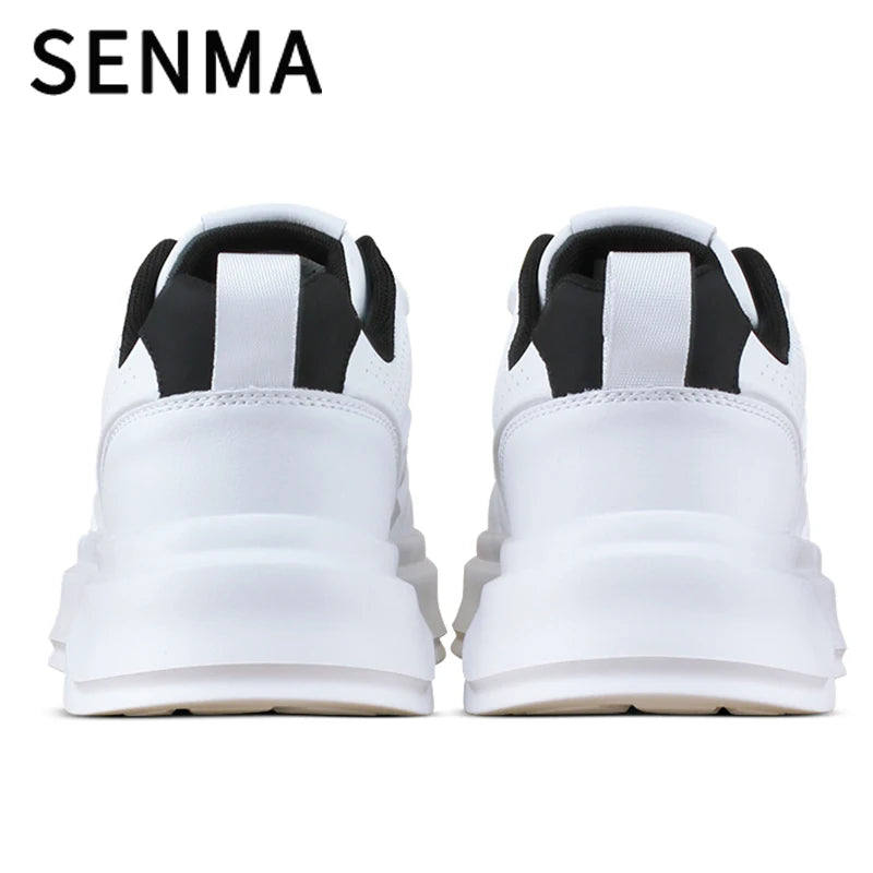 SENMA Men's Shoes 2025 Breathable Sports and Leisure Board Shoes Men's Sneakers Leather Soft Bottom White Tennis / Walking Shoes