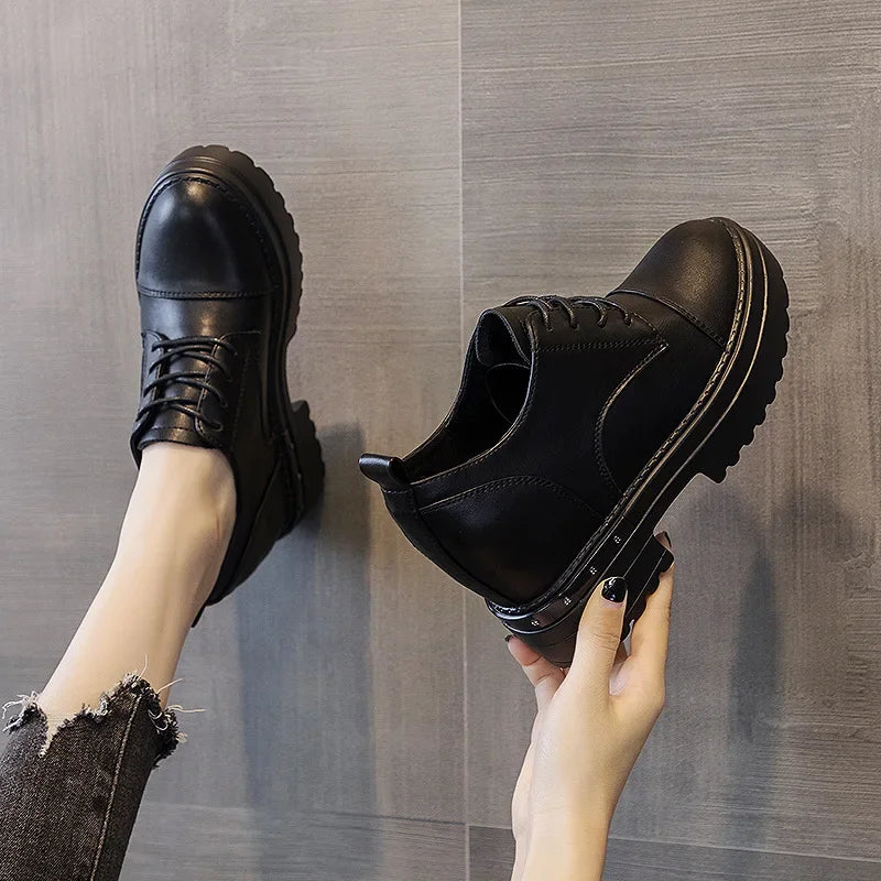 Fujin 9cm Women Boots Shoes Genuine Leather Heel Platform Wedge Autumn Autumn Women Casual Shoes Sneakers Slip On Slipony Booty