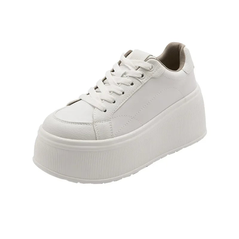Koznoy 7cm Microfiber Leather Vulcanize Casual Women Spring Autumn Platform Wedge Sneakers Breathable High Brand Ladies Shoes
