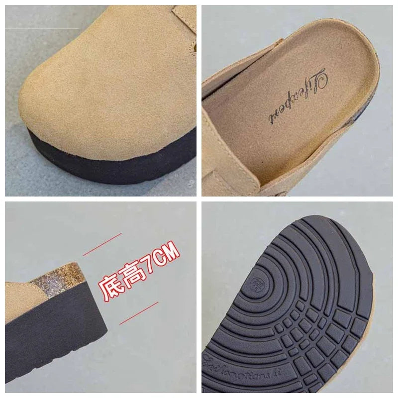 Fujin 7CM Cow Suede Genuine Leather Sneakers Platform Shoes Wedge Pumps Fashion Sneakers Slipper Women Spring Autumn Shoes