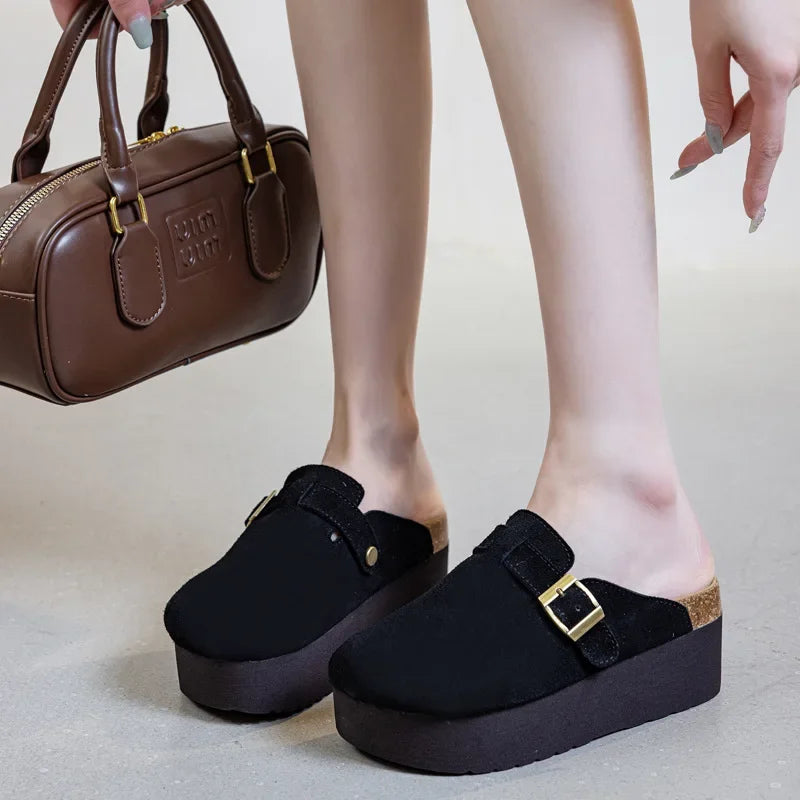 Fujin 7CM Cow Suede Genuine Leather Sneakers Platform Shoes Wedge Pumps Fashion Sneakers Slipper Women Spring Autumn Shoes