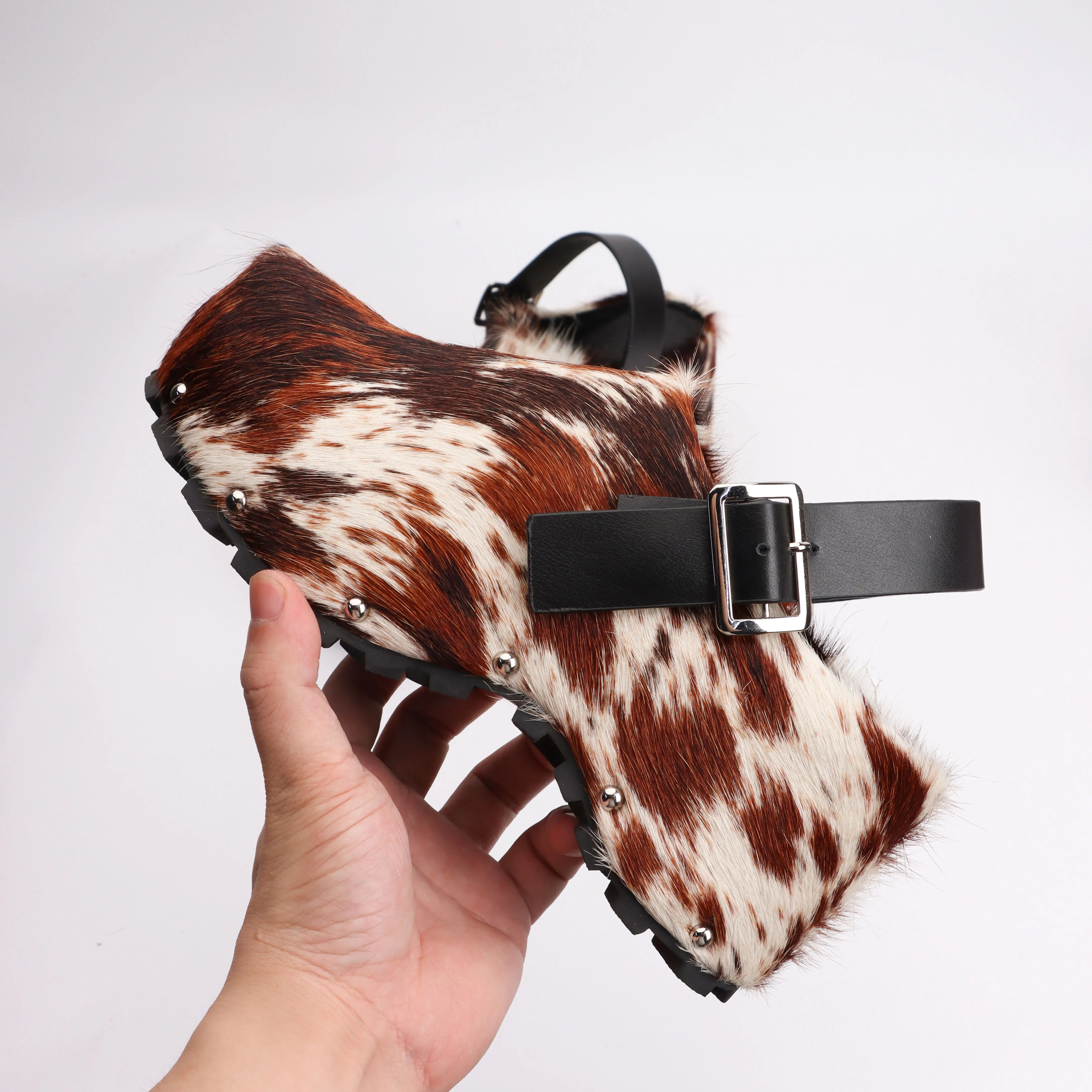 Luxury Platform Mules Designer 2025 Women Real Calf Hair Leather Lined Slip On Clogs Slides Sandals Summer Fashion Comfort Shoes