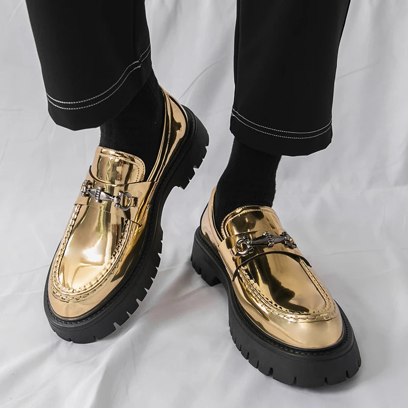 STRONGSHEN British Style Men Patent Leather Shoes Fashion Party Loafers Men Platform Casual Shoes Design Men Oxfords Footwear
