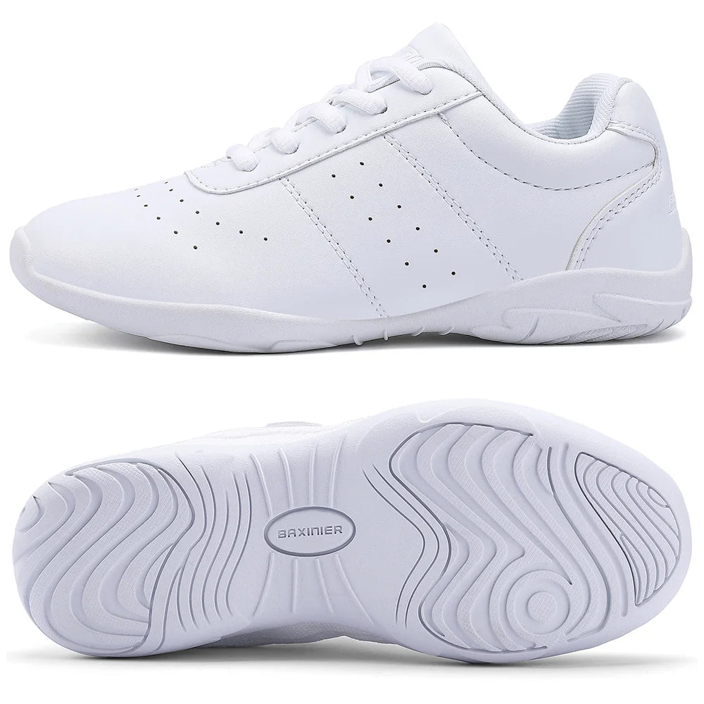 BAXINIER Girls Cheer Shoes White Cheerleading Dance Sneakers for Women Youth Shool Walking Shoes Athletic Training Tennis Shoes