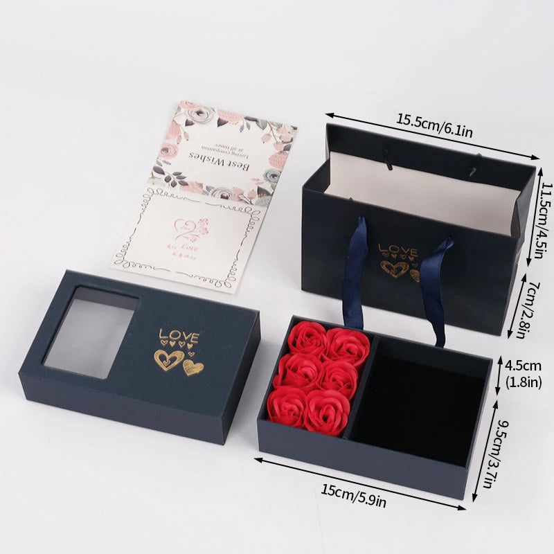 Romantic Jewelry Box Eternal Rose Gift Boxes Valentine's Mother's Day Birthday Wedding Gift Packaging Box Delicate Necklace Box