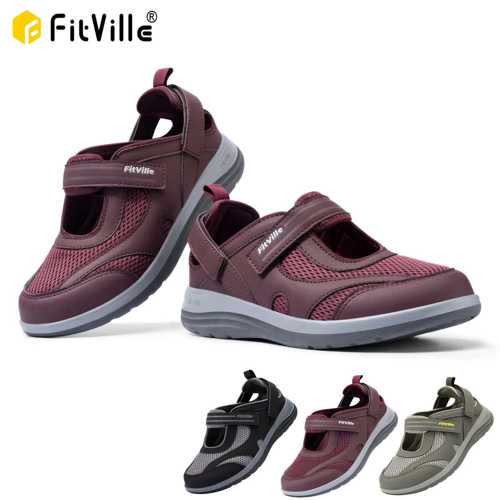 Fitville Women's Sandals Mary Jane Casual Shoes Widened Toe For Swollen Feet Lightweight Breathable Outdoor Elderly Shoes Sandal