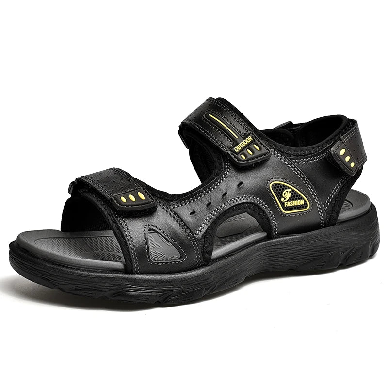New Summer Men Genuine Leather Sandals Classic Casual Shoes Men Outdoor Beach Sandals Roman Summer Men's Water Shoes Size 38-46