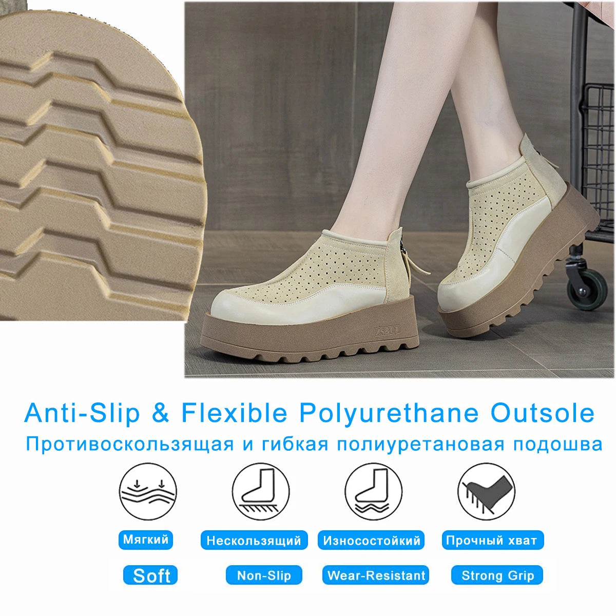 Fujin 6CM Suede Cow Genuine Leather Moccasins Women Platform Wedge Flats Women Shoes Ankle Booties Females ZIP Pumps Shoes