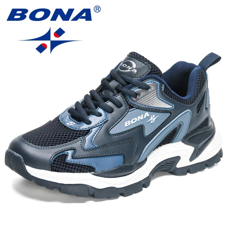 BONA  New Designers Mesh Running Shoes Breathable Training Shoes Men Lightweight Sneakers Non-Slip Tennis Walking Shoes Man