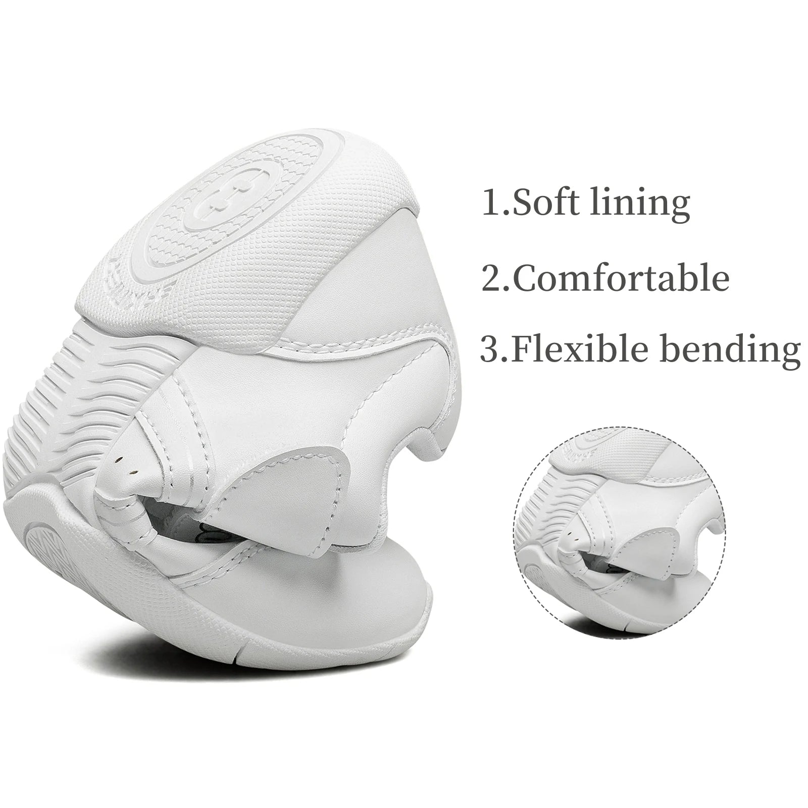 BAXINIER Girls White Cheerleading Shoes Lightweight Youth Competition Cheer Sneakers Kids Training Dance Tennis Shoes