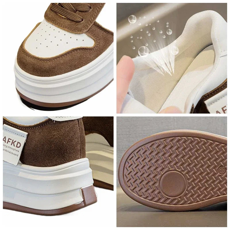 Fujin 8cm 10cm Genuine Leather Vulcanize Loafer Spring Autumn Platform Vulcanize High Brand Comfy Chunky Sneaker Women Shoes