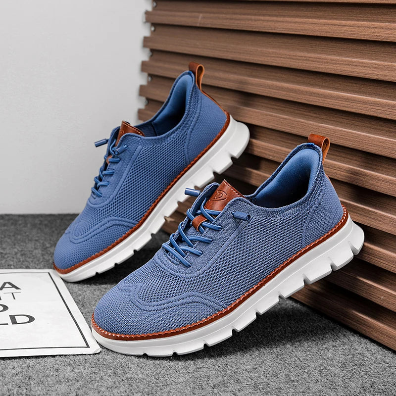 Stylish Mens Wide Box Shoes Barefoot Shoes Casual Mesh Brogue Sneakers Minimalist Zero Drop Summer Fashion Breathable