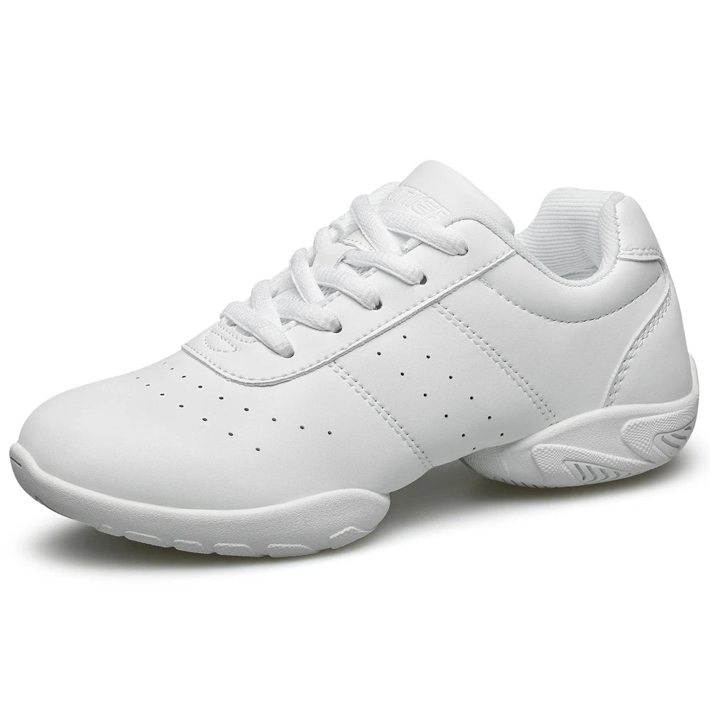 BAXINIER Girls Dance Shoes Youth Cheerleading Footwear Split Sole Jazz Shoes Youth Athletic Training Tennis Sneakers Kids