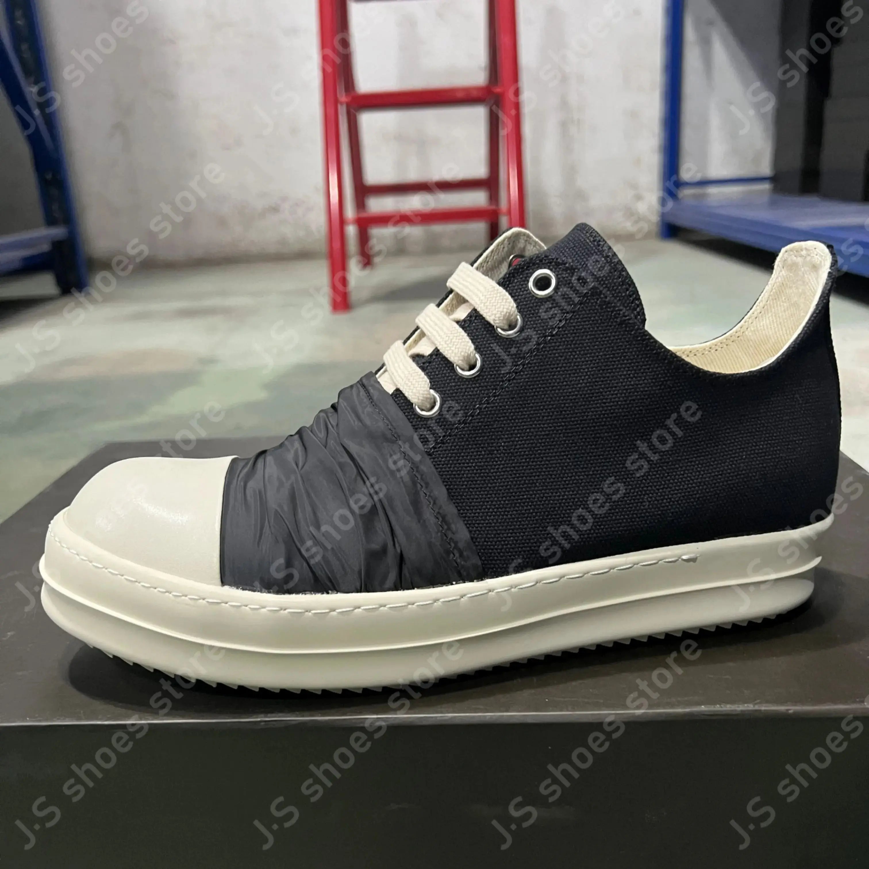 Ro Retro Classic Black Canvas Low Top Shoes Sneaker Men Shoe Black Pleated Cloth Lace Up Women Casual Sneakers
