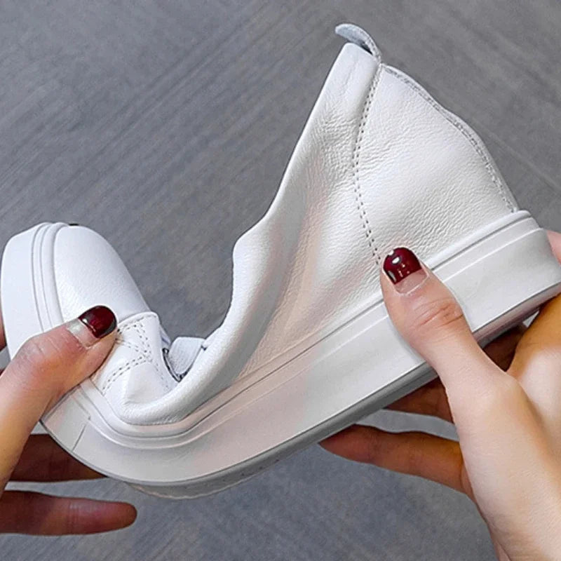 Fujin 5cm Genuine Leather Vulcanize Women Chunky Sneaker Spring Lace Up Platform Summer Autumn High Brand Comfy Loafer Shoes