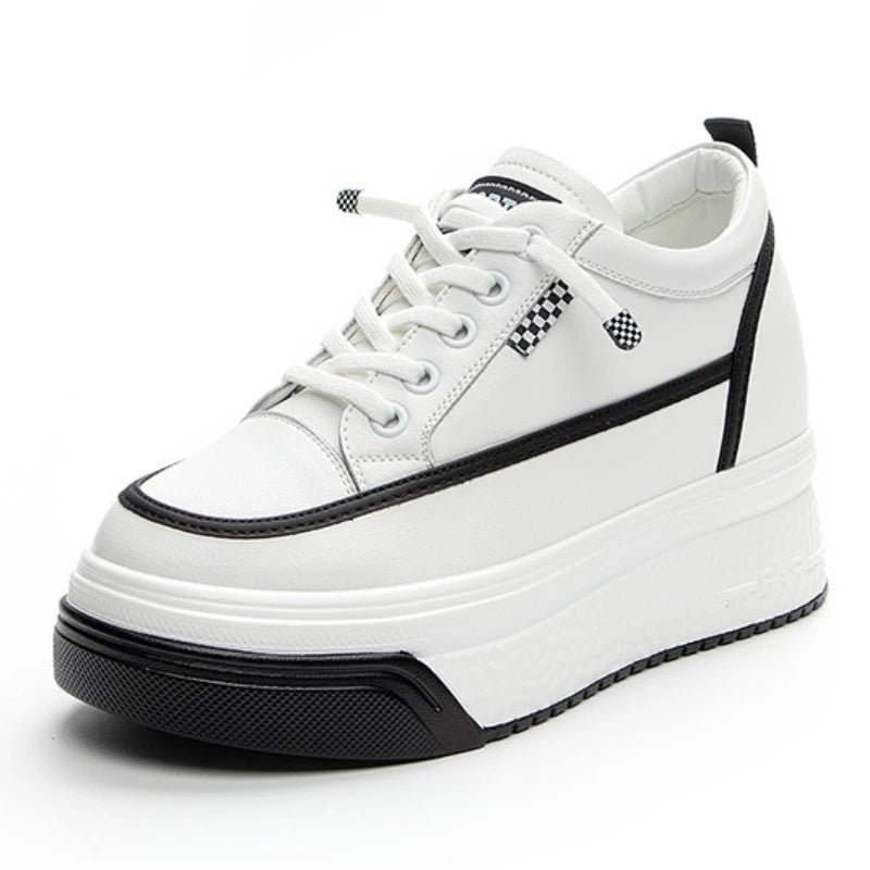 Fujin 7cm Genuine Leather Platform Wedge Winter Women Fashion Canvas Breathable Lady Super High Mixed Color Leisure Single Shoes