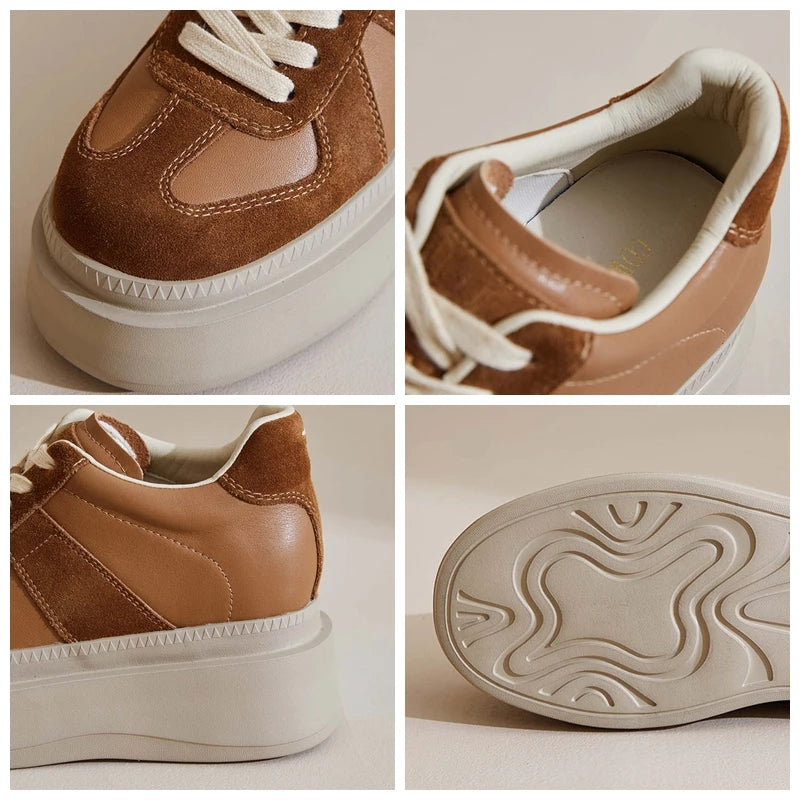 Fujin 9cm 6cm Patent Genuine Leather Suede Women Casual Spring Shoes Super Thick Fashion Sneakers Chunky Shoes Platform Wedge