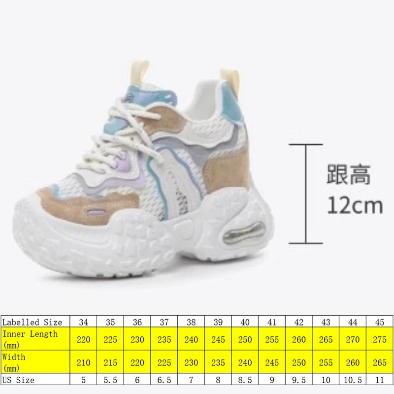Fujin 12cm Air Mesh Shoes Mules Shoes Vulcanize Sandals Chunky Sneakers Hollow Slides Women Summer Microfiber Platform Wedge