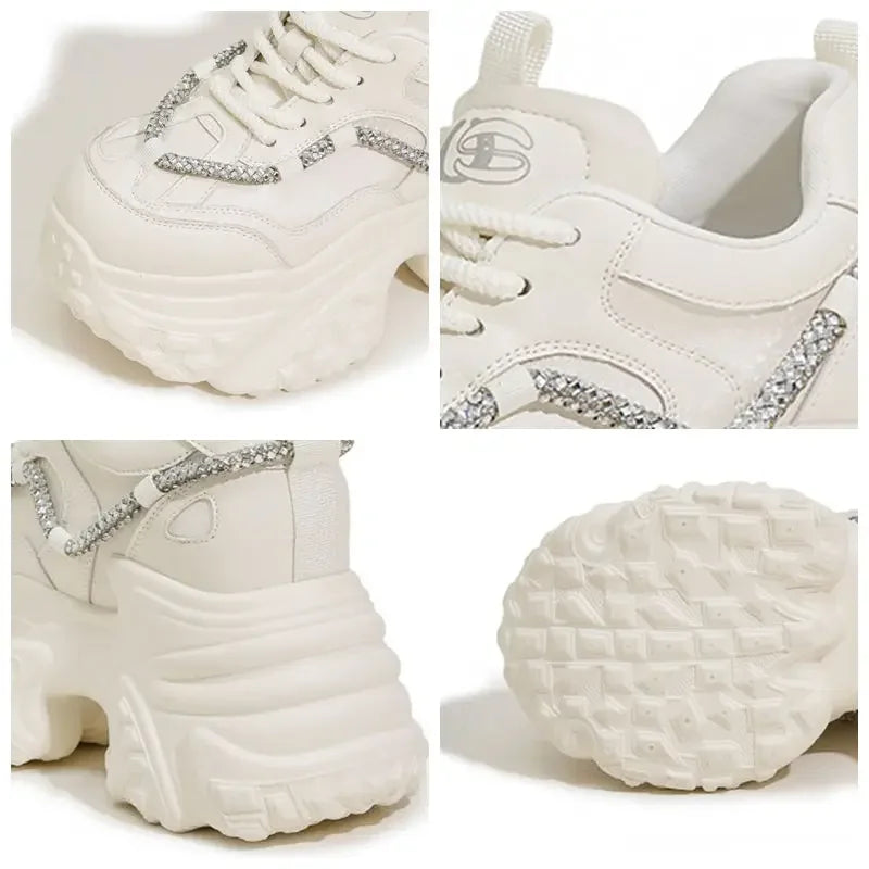 Fujin 10cm Microfiber Leather Women Casual Spring Autumn Thick Platform Wedge Women Fashion Sneakers Chunky Shoes Skateboard