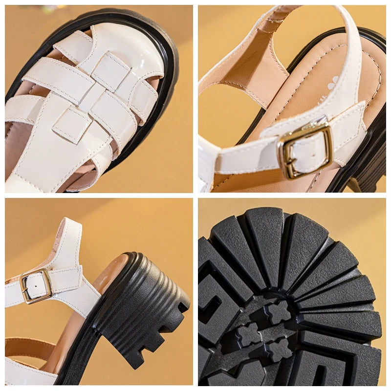 Fujin 7cm Patent Synthetic Microfiber Leather Chunky Sneakers Slippers Platform Wedge Sandals Slipper Flats Pumps Women Shoes