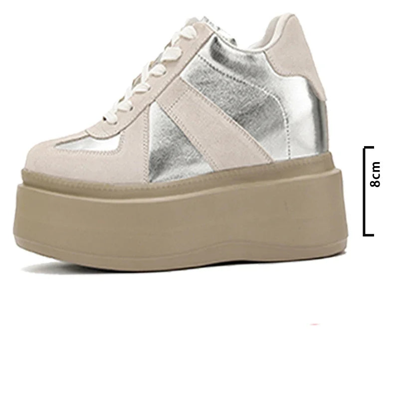 Fujin 8cm Microfiber Leather Women Fashion Sneakers Platform WedgeAutumn Spring Hidden Heels New Booties Vulcanize Shoes