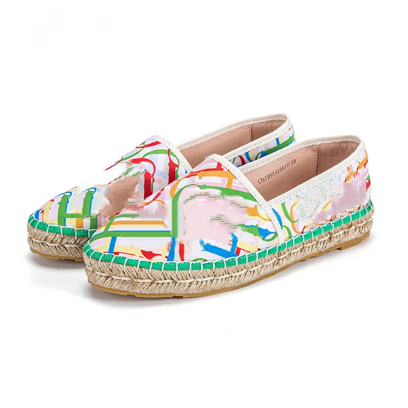 Loafers Women's Casual Shoes Flat Cloth Shoes Hemp Rope Woven Shoes Girls Personalised Colourful Shoes