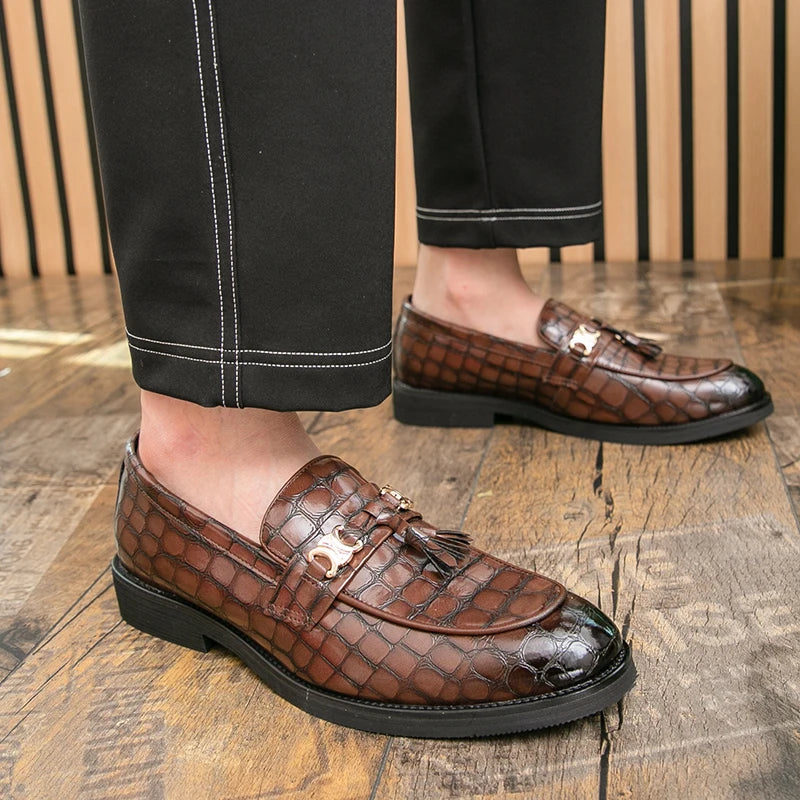 STRONGSHEN Luxury Men's Dress Shoes Leather Fashion Shoe for Men Business Formal Casual Shoes Slip on Wedding Men Shoes Zapatos
