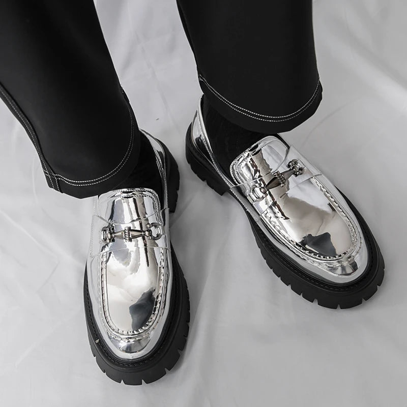 STRONGSHEN British Style Men Patent Leather Shoes Fashion Party Loafers Men Platform Casual Shoes Design Men Oxfords Footwear