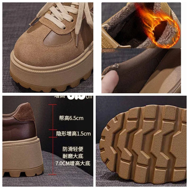 Fujin 8.5cm Women Luxury Microfiber Genuine Leather Platform Wedge Pumps Comfy Ankle Booties Spring Autumn Ankle Boots Shoes