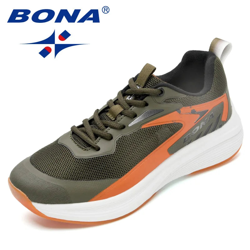 BONA Designer's New Men's Shoes Anti slip Running Shoes Comfortable and Breathable Running Shoes
