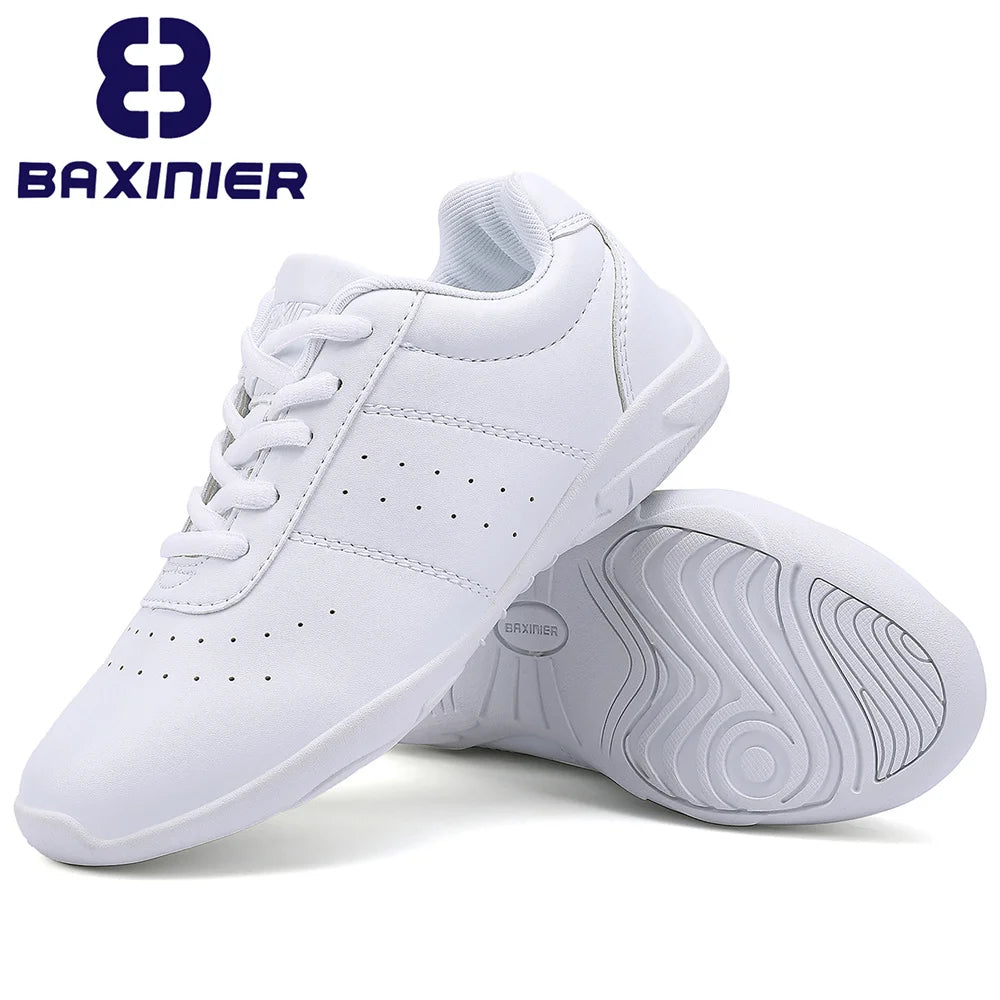 BAXINIER Girls Cheer Shoes White Cheerleading Dance Sneakers for Women Youth Shool Walking Shoes Athletic Training Tennis Shoes