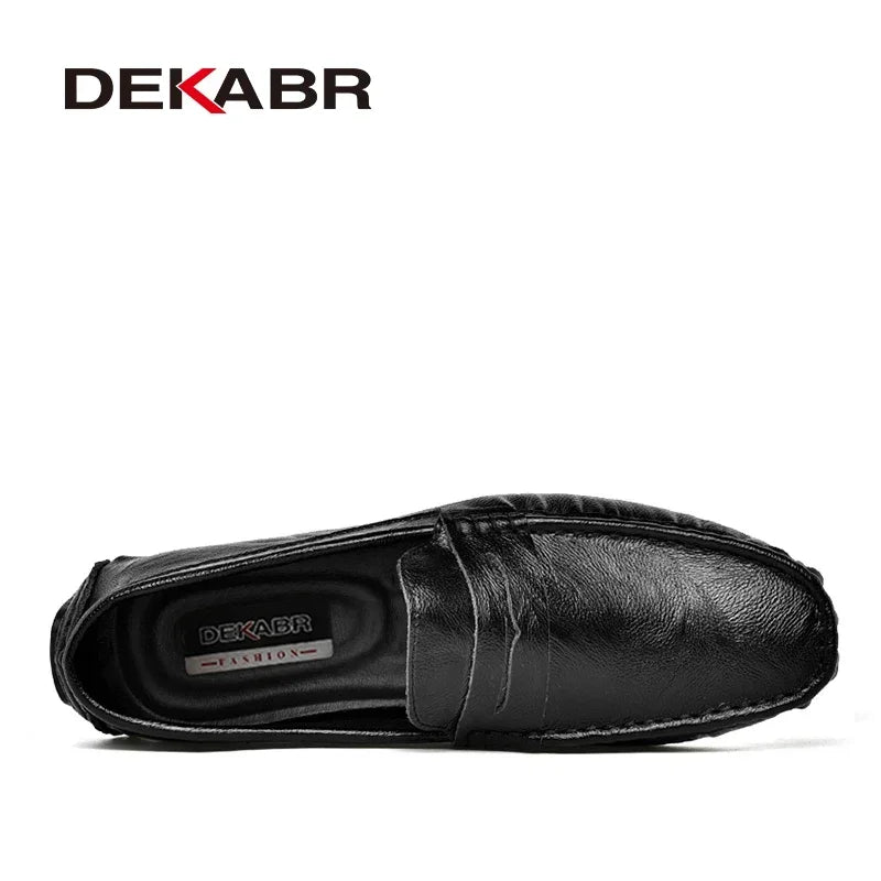 DEKABR Leather Men Shoes Casual Men Fashion Breathable Driving Shoes Designer Men's Loafers Handmade Moccasins Plus Size 38-47