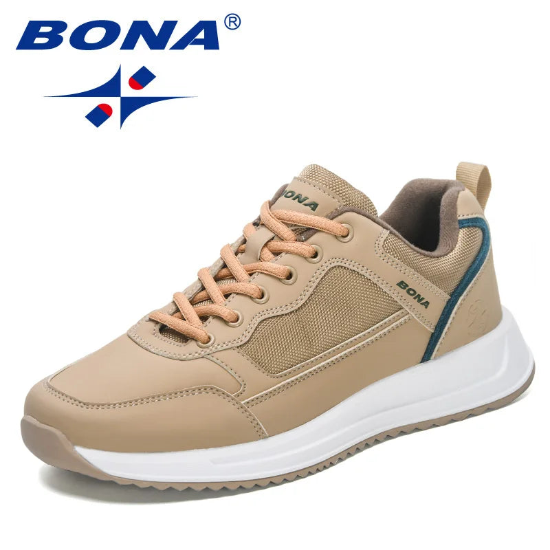 BONA  New   Shoes Men Outdoor Walking Shoes Man Casual Lightweight Sneakers Leisure Footwear soft and comfortable Casual Sho