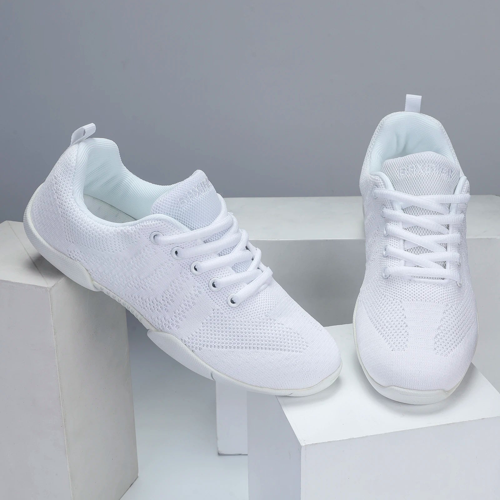 BAXINIER Girls White Cheer Shoes Trainers Breathable Training Dance Tennis Shoes Lightweight Youth Cheer Competition Sneakers