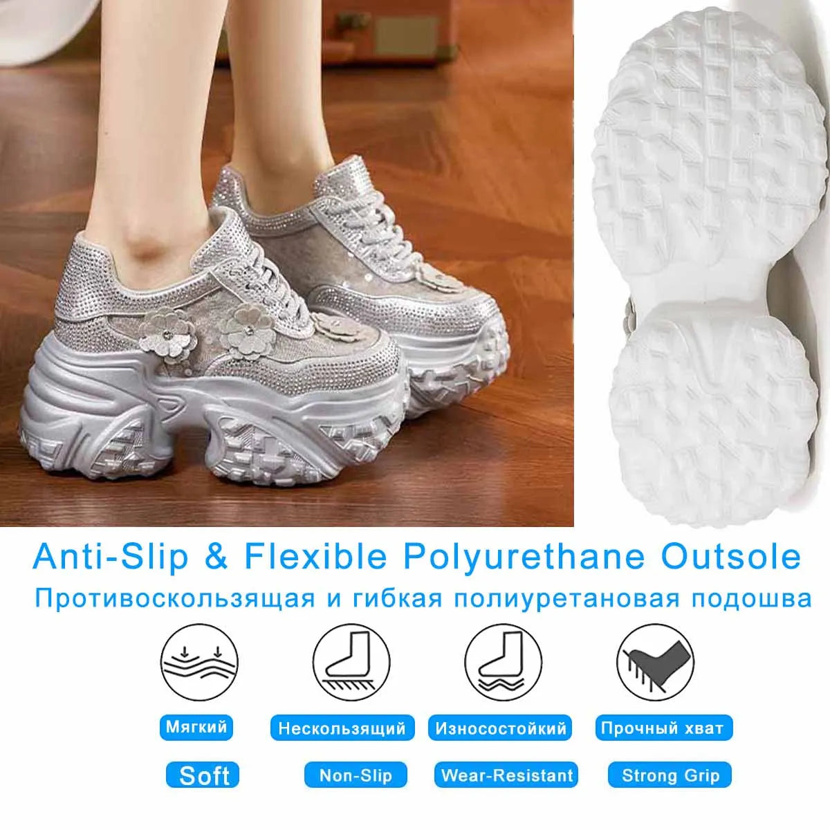 Fujin 10cm Air Mesh Synthetic Leather Bling Casual Platform Wedge Flats Women Vulcanize Hollow Summer Chunky Sneakers Shoes