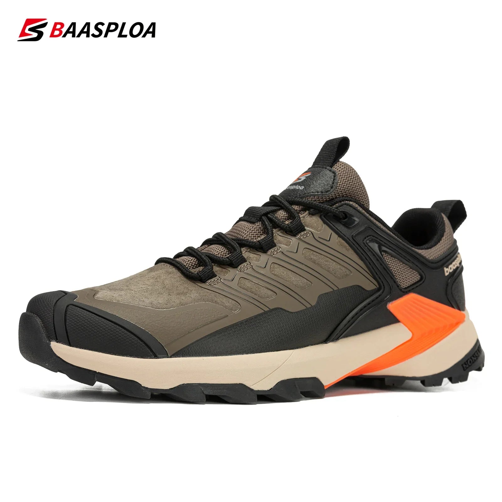 Baasploa New Hiking Shoes Men Outdoor Waterproof Anti-Skid Wear-Resistant Sneakers Male Casual Lightweight Lace up Walking Shoes