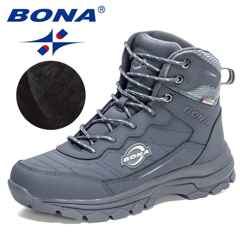BONA  New Designers Nubuck Winter Warm Plush Outdoor Snow Boots Men Work Casual Shoes Man Non-slip Hiking Shoes Mansculino