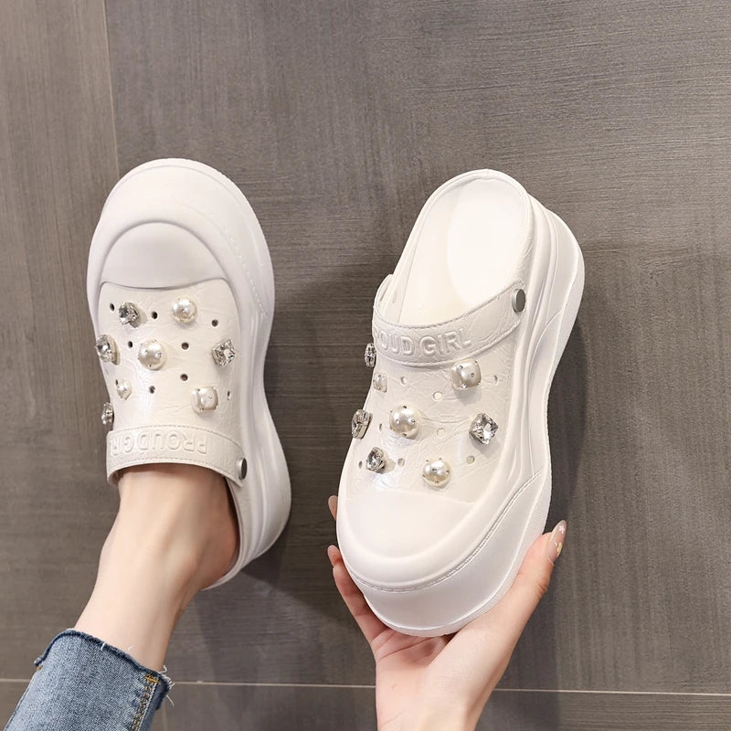 AUTUSPIN Yellow Sandals Women Summer New Design Ladies Shoes Wide Toe Fashion Hollow Out Sandalias Woman Beach Chunky Slippers