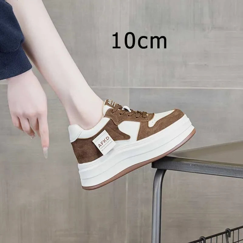 Fujin 8cm 10cm Genuine Leather Vulcanize Loafer Spring Autumn Platform Vulcanize High Brand Comfy Chunky Sneaker Women Shoes