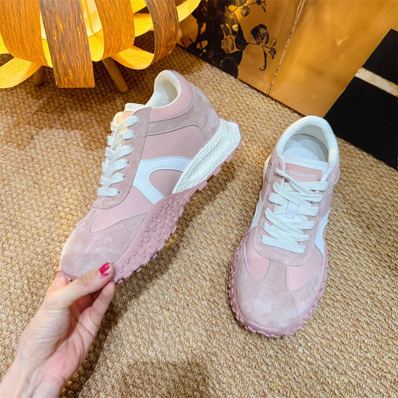 Fujin 7cm New Air Mesh Microfiber Suede Leather Flats Platform Wedge Shoes Spring Autumn Chunky Sneaker Fashion Women Vulcanize