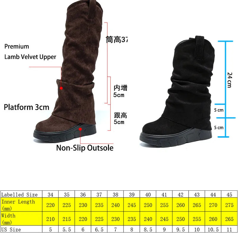 fujin 10cm heel knee high boots for women platform boots ankle spring autumn winter wedge comfy comfortable boots Ankle Booties