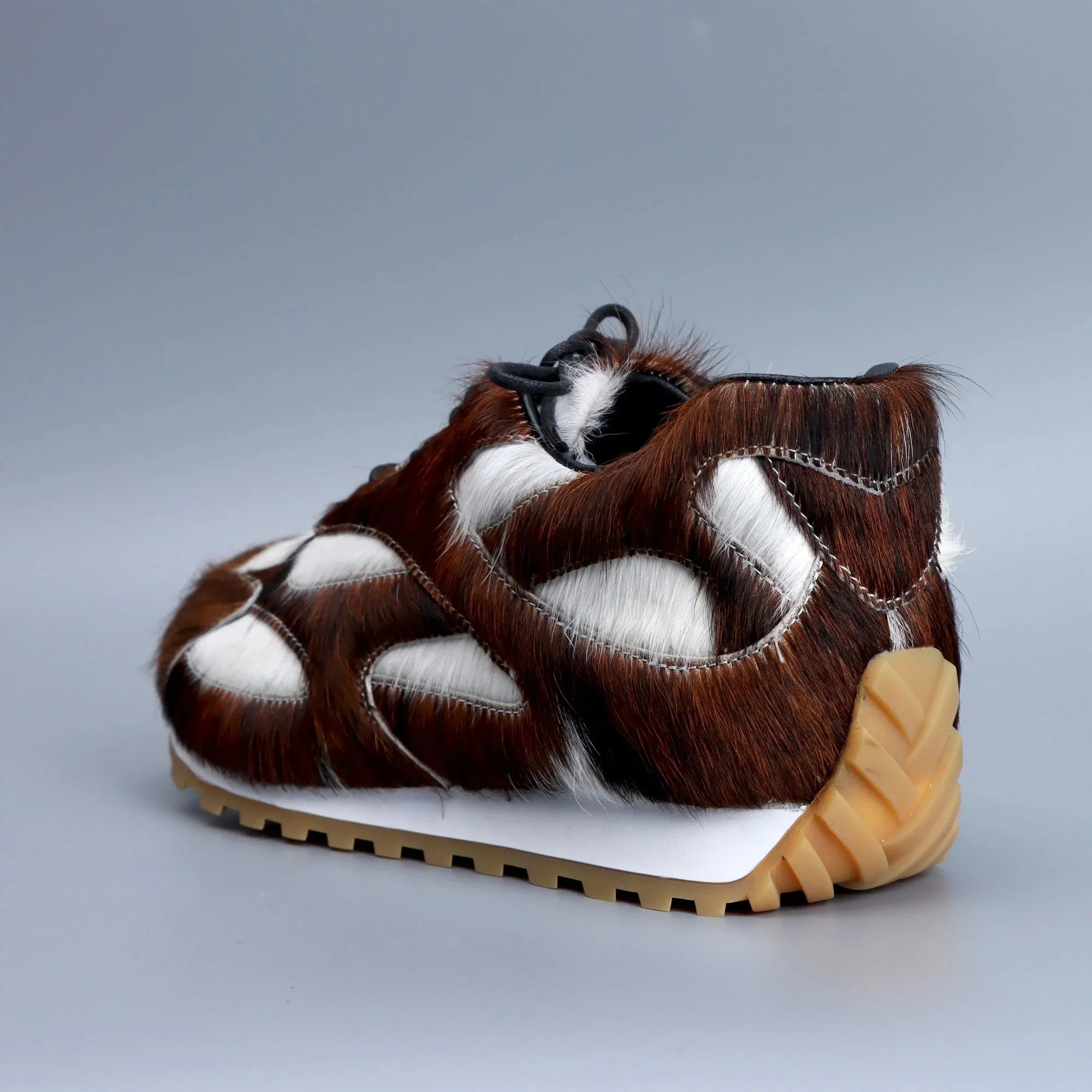 Luxury Athletic Low-top Natural Calf Hair Prints Sneakers with Leather Lined Lace Up Designer Casual Shoes Fashion Footwear