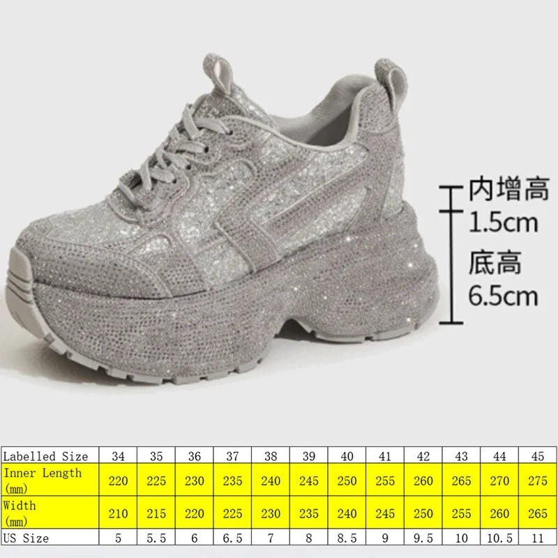 Fujin 8cm Air Mesh Synthetic Platform Wedge Casual Autumn Chunky Sneaker Bling Bling Leather Comfy High Brand Spring Shoes